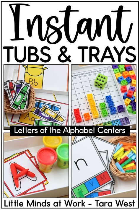 Center Rotations Preschool, Abc Center Ideas, Letter Centers Kindergarten, Kindergarten Center Ideas, Preschool Classroom Centers, Kindergarten Morning Work Tubs, Letter Centers, Morning Bins, Stem Boxes