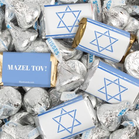 Step into a world of sweet celebration with the Hershey's Bar Mitzvah Candy Mix—a delightful assortment crafted to add an extra touch of joy to this milestone occasion. Each mouthwatering bite encapsulates the essence of festivity, combining two classics, Hershey's Miniatures and Kisses. This Bar Mitzvah Candy Mix not only satisfies cravings but also symbolizes the sweetness of life's cherished moments, making it a perfect complement to honor this significant rite of passage. Bat Mitzvah Party Favors, Bar Mitzva, Nerds Candy, Bat Mitzvah Party, Hershey Miniatures, Mazel Tov, Candy Party Favors, Hershey Bar, Chocolate Candy Bar