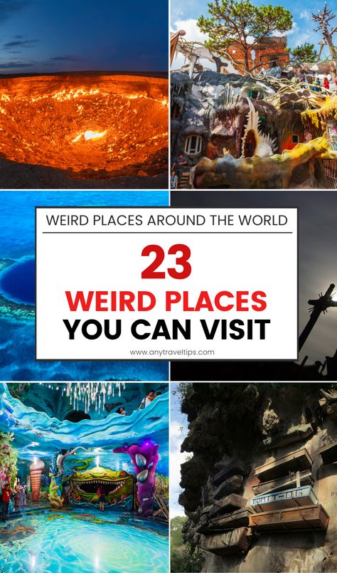 23 super weird places around the world you can actually visit! Have you ever heard of the Door to Hell in Turkmenistan? The Crazy House in Vietnam? .. or Hanging Coffins of Sagada in the Philippines? If not, buckle up for an exhilarating journey to the planet's most bizzare travel destinations! Weird Places Around The World, Weird Places, Sagada, Crazy House, Spooky Places, Unique Places, Wild Adventures, Travel Locations, Fashion Mistakes