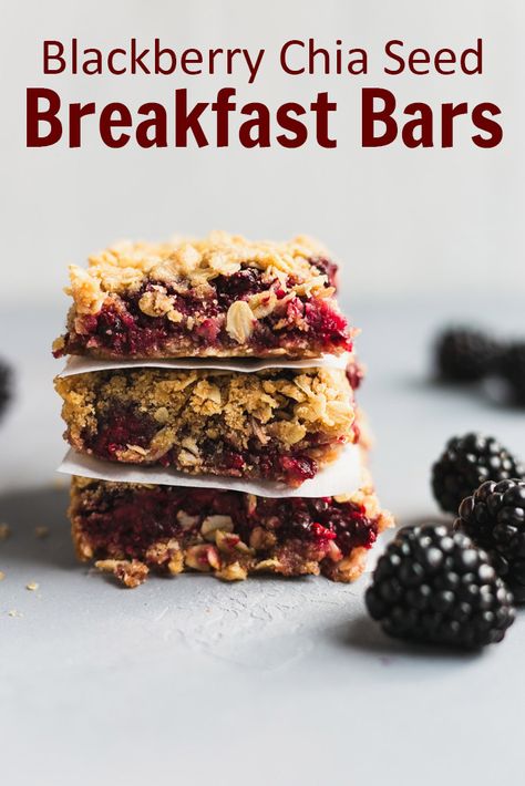 Blackberry Chia Seed Breakfast Bars #breakfast #breakfastbars #brunch #chiaseeds #blackberries #healthy Chia Seed Bars, Blackberry Breakfast, Strawberry Rhubarb Muffins, Chia Seed Breakfast, Oat Breakfast, Seed Bars, Healthy Lunches For Kids, Oat Bars, Oatmeal Bars