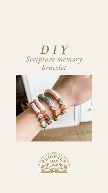 Whitney Newby 🌿 Brighter Day Press on Instagram: "Looking for a fun, easy, beautiful way to memorize Scripture with your kids? Make Scripture memory bracelets! The concept is simple: use the first letter of each word of a Bible verse and use letter beads on elastic string to help you remember. For example, Ephesians 2:10 (ESV) says, “For we are his workmanship, created in Christ Jesus for good works, which God prepared beforehand, that we should walk in them.” So the bracelet looks like this: Memory Verse Bracelets, Faith Bracelet Diy, Bible Verse Bracelets Diy, Blessing Bracelet Diy, Bridge Kids, Memory Bracelets, Scripture Bracelet, Memorize Scripture, Bible Verse Bracelet