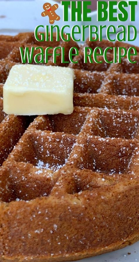 Gingerbread Waffles Healthy, Christmas Morning Breakfast Ideas Sweet, Waffle Recipe Flavored, Flavor Waffle Recipe, Christmas Morning Waffles, Uses For Waffle Maker, Christmas Breakfast Waffles, Flavored Belgian Waffle Recipe, Cinnamon Roll Waffles Pillsbury