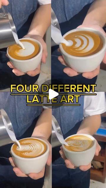 Coffee | Latte | Cappuccino on Instagram: "Four Latte Art you should Master! 🥋 📷 By @yg.coffee.training #latteart #coffeetraining #espresso #coffee" Arte Del Cappuccino, Latte Art Video, How To Make Cappuccino, Vietnam Coffee, How To Make A Latte, Cappuccino Art, Coffee Latte Art, Coffee Latte, Latte Art