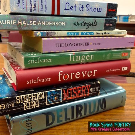 Book Spine Poetry - create poems using book titles. Great idea! Poetry Classroom, Books To Write, Spine Poetry, Poetry Middle School, Writing Club, Write Poetry, Teaching Poetry, National Poetry Month, Poetry Month