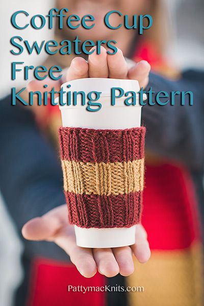 Knitted Cozies, Knit Coffee Cozy Pattern, Knit Cup Cozy, Knit Coffee Cozy, Coffee Cozy Pattern, Cup Cozy Pattern, Cup Cozies, Crochet Cup Cozy, Coffee Cup Cozy