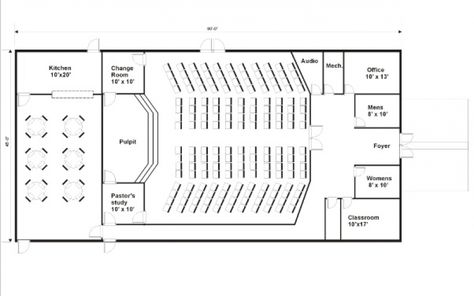 Church Plans Layout, Church Layout, Theatre Plan, Building Floor Plans, Church Building Plans, Church Design Architecture, Church Lobby, Church Building Design, Building Design Plan