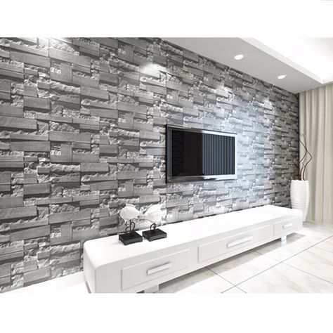 brick house way Modern Wall Paper Wallpaper Roll Vinyl Brick Stone Effect for Living Room TV Backgro Brick Wallpaper Bedroom, White Brick Wallpaper, Tv Fal, 3d Wallpaper For Walls, Rooms Design, Wallpaper Textured, Brick Stone, Brick Wall Background, Stone Wallpaper