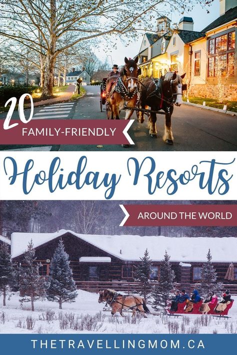 Looking to celebrate the holidays in festive family style? From warm tropical beaches to frosty winter wonderlands, we’re sharing 20 of the best Christmas resorts and destinations from around the world that make Christmas vacations for families affordable, memorable and fun. Including Christmas ski resorts and best Disney resorts at Christmas. #christmas #christmasvacation #christmastravel #holidays #familytravel #bestchristmasresorts Best Family Christmas Vacations, Family Christmas Trip Ideas, Christmas Staycation Ideas, Family Christmas Vacation Ideas, Christmas Trips For Families, Inexpensive Family Vacations, Best Disney Resorts, Christmas Vacation Ideas, Vacations For Families