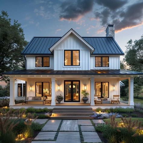 3+ Single Story Modern Farmhouse Exterior Elements for a Chic Country Home • 333+ Inspiring Lifestyle Ideas Rustic Home Exterior, Casas Country, Farmhouse Exterior Design, Modern Farmhouse Design, Modern Farmhouse Exterior, Inspire Me Home Decor, Farmhouse Exterior, Farmhouse Furniture, Modern Farmhouse Decor