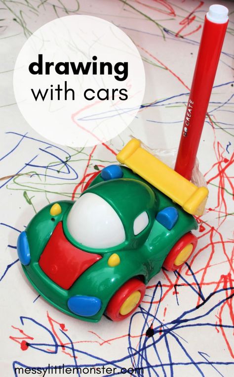 mark making activities for toddlers - toddler drawing with cars Toddler Drawing, Transportation Activities, Car Activities, Transportation Crafts, Art Activities For Toddlers, Nursery Activities, Daycare Activities, Drawing Activities, Toddler Art