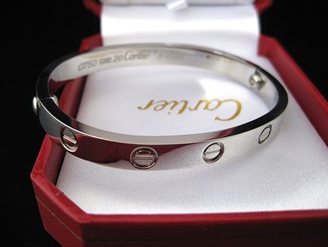 Cartier Silver Love Bracelet from Mom & Daddy Silver Cartier Bracelet, Cartier Bangle, Cartier Silver, Bracelet Cartier, Cartier Gold, Daily Wear Jewellery, Antique Silver Jewelry, Cartier Bracelet, Bracelet Love