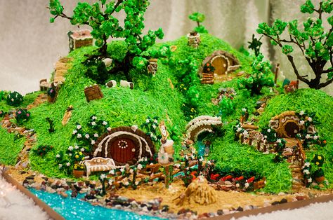 the shire in gingerbread, via Flickr. Hobbit Cake, Christmas Gingerbread House, The Shire, Gingerbread Houses, Christmas Gingerbread, Sweet Candy, Holiday Baking, Yule, Christmas Photos