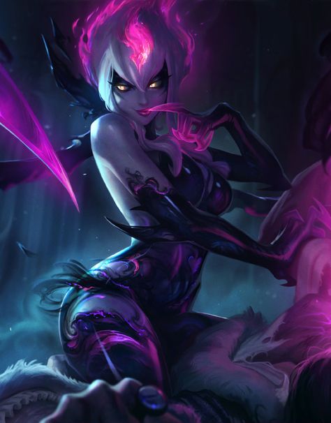 Kda Evelynn, Evelynn League Of Legends, Champions League Of Legends, Lol Champions, Female Demons, League Of Legends Characters, Arte Cyberpunk, Demon Girl, Lol League Of Legends