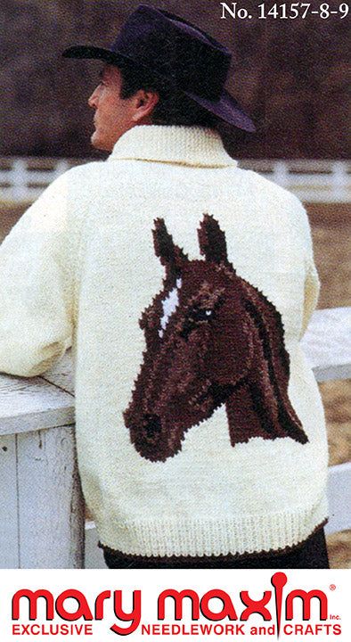 Purchase Brown Horse Jacket Pattern Sweater Knit Pattern, Crochet Christmas Trees Pattern, Horse Sweater, Intarsia Knitting, Animal Sweater, Baby Boy Knitting Patterns, Knitting Patterns Free Sweater, Crochet Horse, Mary Maxim