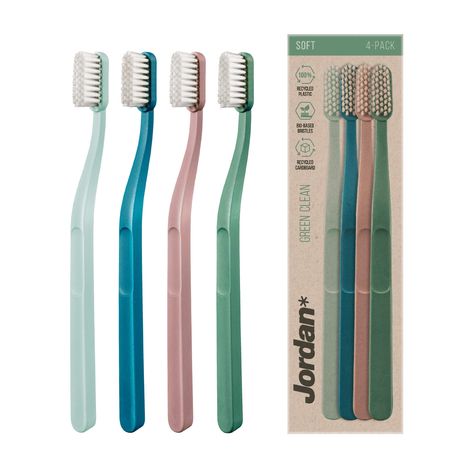 PRICES MAY VARY. DESIGNED WITH BOTH YOU AND THE ENVIRONMENT IN MIND - The Jordan Green Clean Toothbrush is made of 90% recycled materials. The handle is made using 100% recycled plastic from e.g. yoghurt, margarine and food tubs while the remaining 10 % (the bristle) is 100 % bio-based ERGONOMIC AND EFFICIENT - The soft toothbrush is made of 100% bio-based nylon and the narrow soft brush lets you easily access hard to reach places. As opposed to other eco-friendly toothbrushes, Jordan Green Clea Jordan Green, Green Clean, Wellness Massage, Manual Toothbrush, Bamboo Toothbrush, Soft Toothbrush, Sustainable Gifts, Green Cleaning, Oral Care