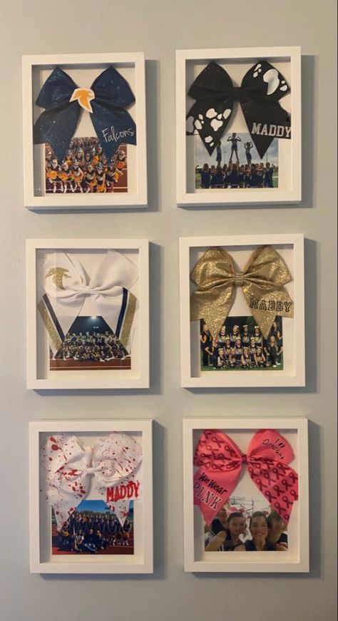 bow frame photo cheer Man Decor, Cheer Banquet, 2022 Goals, Cheer Team Gifts, Cheer Spirit, Cheers Photo, Senior Night Gifts, Football Cheer, Cheer Party