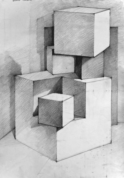 Geometric Shapes Drawing, Perspective Drawing Architecture, Architecture Drawing Plan, Perspective Drawing Lessons, Geometric Shapes Art, Architecture Sketchbook, Architecture Design Drawing, Object Drawing, Geometric Drawing