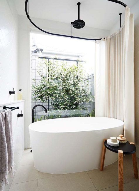 #modernbathroom #bathtub #shower combination with oval tub and large window Bathroom Ceramics, Bathroom Sanitary, Jetted Bath Tubs, Modern Bathtub, Best Bathtubs, Restroom Design, Bad Inspiration, Tub Shower Combo, Small Bathroom Design