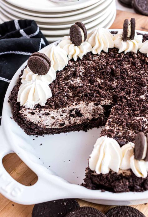 Oreo Cheesecake Pie, Oreo Pie Crust Recipe, Ice Cream Cake Oreo, Oreo Pie Recipe, Oreo Crust Recipe, No Bake Oreo Pie, Oreo Pie Crust, Chocolate Pie Crust, Oreo Cheesecake Bites