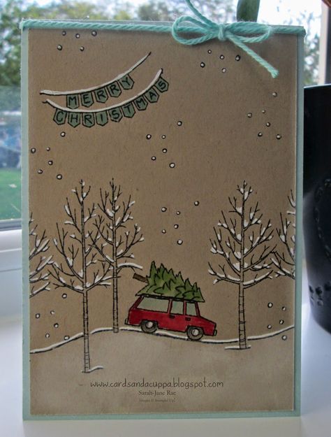 Sarah-Jane Rae cardsandacuppa: Stampin' Up! UK Order Online 24/7: White Christmas by Stampin' Up! and Making Cards Magazine News Christmas Card Cover Ideas, Diy Christmas Card Designs, Christmas Card Decoration Ideas, Christmas Crafts Drawings, Self Made Cards Ideas, Christmas Cards Decor, Idea For Christmas Cards, Christmas Card Brown Paper, Homemade Christmas Cards Aesthetic