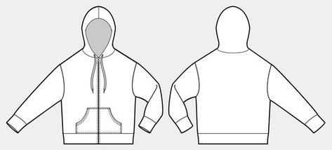 Hood hoodie fashion flat technical drawing template - Buy this stock vector and explore similar vectors at Adobe Stock | Adobe Stock Hoodie Technical Drawing, Zipup Hoodie, Sport Luxe, Fashion Vector, Drawing Template, Hoodie Drawing, Illustration Flat, Flat Sketches, Drawing Templates