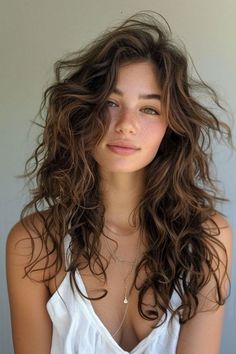 Long Wavy Hairstyle Ideas Brunette Loose Waves, Long Beachy Waves Hair, Beachy Hairstyles Brunette, Beachy Layered Hair, Big Beach Waves Hair, Wavy Hair Bridal, Brunette Curly Hair, Aw 2024, Haircut 2024