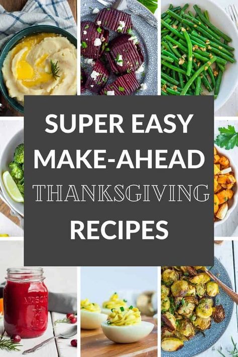 These Make-Ahead Thanksgiving Dishes will help you have a delicious and low-stress Turkey day. Recipes include easy appetizers, sides, desserts, and freezer dishes. Make Ahead Thanksgiving, Thanksgiving Food Sides, Baked Turkey, Easy Appetizers, Thanksgiving Dishes, Turkey Day, Thanksgiving Sides, Make Ahead Meals, Holiday Cooking