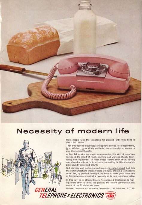 1961 General Telephone Pink Rotary Phone, Pink Telephone, Princess Phone, Vintage Phone, Rotary Phone, Vintage Phones, Old Advertisements, Vintage Telephone, Retro Ads