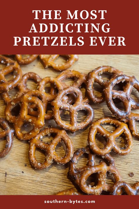 Pretzel Party Snacks, Savory Pretzels Recipe, Savory Pretzel Snacks, Flavor Pretzels Recipe, Whisky Pretzels, Coated Pretzels Easy Recipes, Homemade Flavored Pretzels, Pretzel Gift Ideas, Ranch Flavored Pretzels