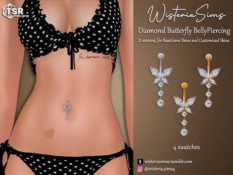 The Sims Resource - Diamond Butterfly Belly Button Piercing Belly Rings Sims 4 Cc, Sims 4 Cc Belly Piercing Patreon, Sims 4 Cc Persing, Butterfly Belly Button Piercing, Ts4 Accessories, The Sims 4 Pack, Sim4 Cc, Sims 4 Tattoos, Sims 4 Piercings