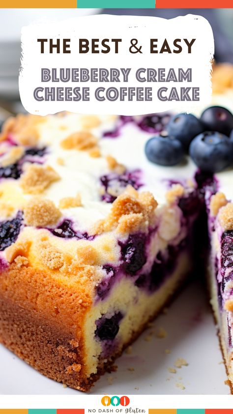 Discover the joy of baking with this easy Blueberry Cream Cheese Coffee Cake recipe! Luscious cream cheese, fresh blueberries, and a delightful streusel topping make this the perfect treat. Great for breakfast or dessert, it's sure to impress. Want a slice of bliss? Save this pin and let's start baking your new favorite cake! Easy Blueberry Breakfast Cake, Berry Bliss Cream Cheese Coffee Cake, Lemon Blueberry Cream Cheese Coffee Cake, Blueberry Cheesecake Coffee Cake, Blueberry Cream Cheese Coffee Cake Easy, Blueberry Cream Cheese Crumb Cake, Blueberry Cream Cheesecake, Blueberry Cream Cheese French Toast Bake, Cream Cheese Coffee Cake Recipes Easy