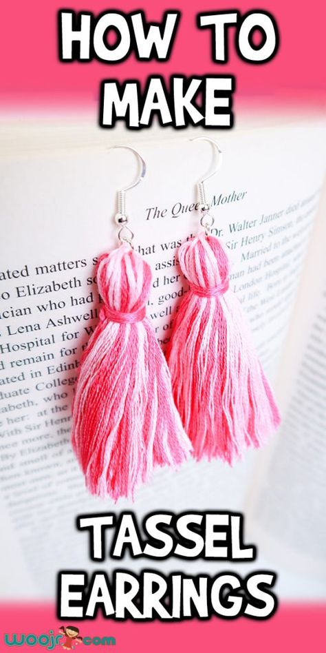 How to Make Tassel Earrings How To Make Yarn Earrings, Tassle Earrings Diy, Diy Yarn Earrings, Diy Tassel Earrings, Interesting Crafts, Tassels Tutorials, Macrame Jewellery, Diy Earrings Easy, Creative Diy Projects