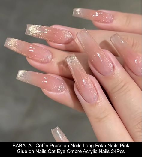 Nails Cat Eye, Healthy Abs, Long Fake Nails, Ombre Acrylic, Fake Nails Long, Press On Nails Long, Long Nail Designs, Ombre Acrylic Nails, Coffin Press On Nails