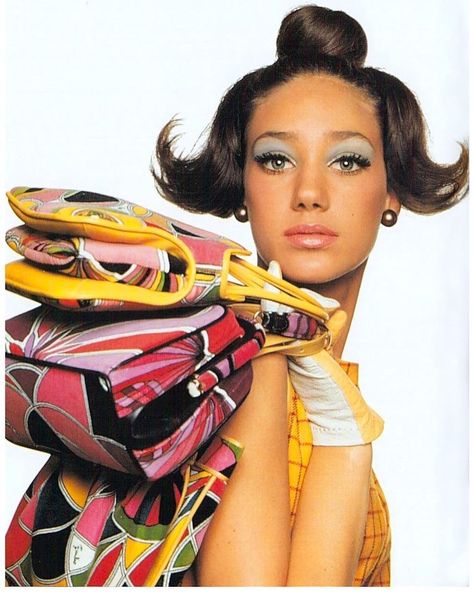 1960s Daily on Instagram: “Marisa Berenson photographed with some Pucci bags for Vogue 1965.” 60s Models, Marisa Berenson, 60s Vintage Fashion, Carmen Dell'orefice, Bert Stern, Patti Hansen, Jean Shrimpton, Candice Bergen, Jacqueline Bisset