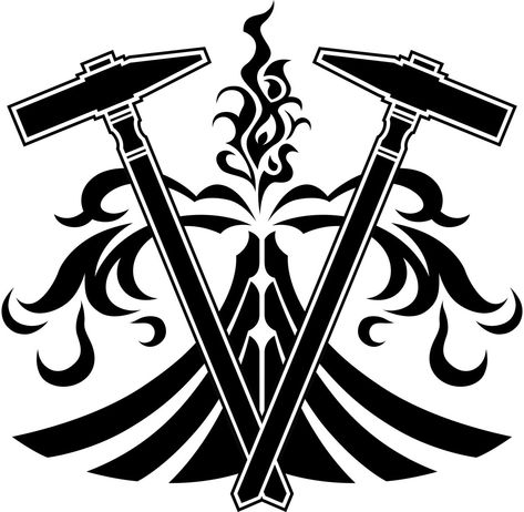 Danmachi Hephaestus, Hephaestus Tattoo, Hephaestus Symbol, Senji Muramasa, Emblem Tattoo, Artline Drawing, Danmachi Anime, Dungeon Ni Deai, Dungeon Ni