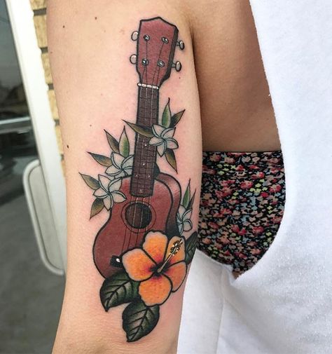 Ukulele from today. #tattoo #ukulele #michigan #michigantattooers #detroit #detroittattooartist Ukulele Tattoo, Acoustic Guitar Tattoo, Tattoo Colour, Music Notes Tattoo, Dibujos Tattoo, Tattoo Old School, Guitar Tattoo, Note Tattoo, Dad Tattoos