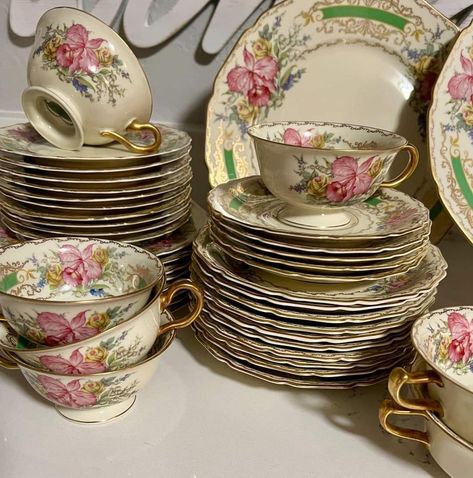 Rosenthal ___”Orchid Ivory” Dinnerware Set , Circa__1940’s Glass Dinner Set, Victorian Dinnerware, Rococo Interior, Kitchen Wear, Fine China Dinnerware, China Dinnerware Sets, Teacup Set, China Set, The Orchid