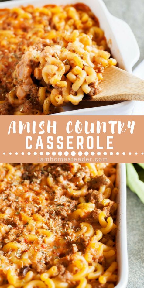 Amish Country Casserole, Best Amish Recipes, Country Casserole, Easy Fall Dinners, Fall Menu, Country Recipes, Fall Comfort Food, Fall Recipe, Homecooked Meals