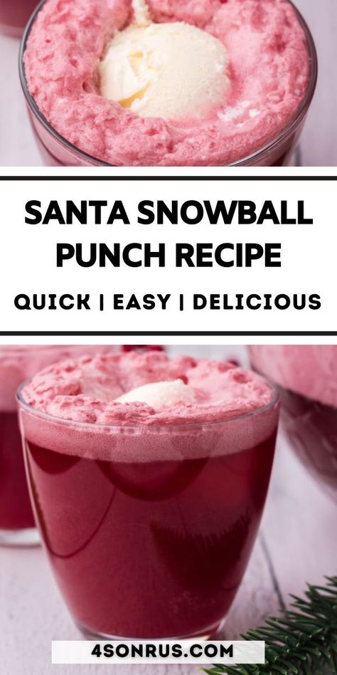 Santa snowball punch is a sweet, tart variation on an ice cream float that’s perfect for the holidays. Your kids will beg you to make this fun punch every December! #punch #drink #chrismasdrink Snowball Punch, Punch Drink, Christmas Drinks Recipes, Ice Cream Float, Christmas Punch Recipes, Holiday Punch, Punch Drinks, Christmas Punch, Sweet Tart