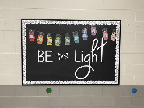 Be A Light Bulletin Board, Bulletin Board With Lights, Be The Light Bulletin Board, Let Your Light Shine Classroom Theme, Be The Light Bulletin Board Ideas, Be The Light Classroom Theme, Let Your Light Shine Bulletin Board, Missions Bulletin Board, Valentines Door Decorations Classroom