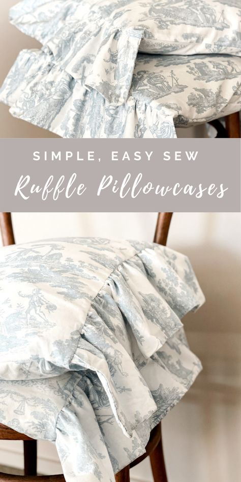 Diy Sewing Pillow Cases, Sewing Comforter Diy, How To Sew A Comforter Diy, Diy Bedding Set Sewing, Diy Pillowcases Tutorial, How To Make A Pillowcase, Bedsheet Sewing Projects, Ruffled Pillow Cases Diy, Pillow Case Sewing Pattern