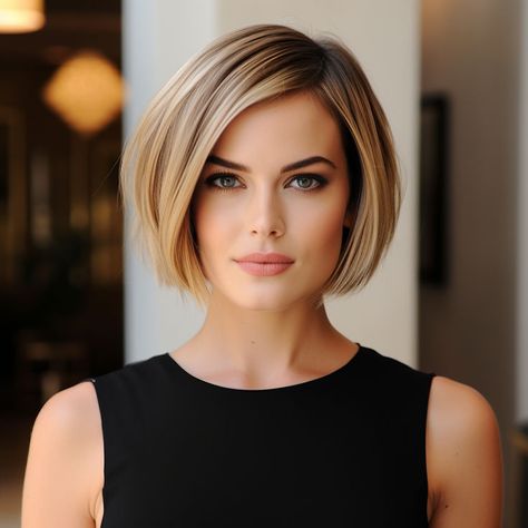 Short bob haircut Bob Pendek, Kort Bob, Κούρεμα Bob, Thick Hair Cuts, Blonde Bob Hairstyles, Chin Length Hair, Bob Haircut For Fine Hair, Bob Hairstyles For Fine Hair, Short Bob Haircuts