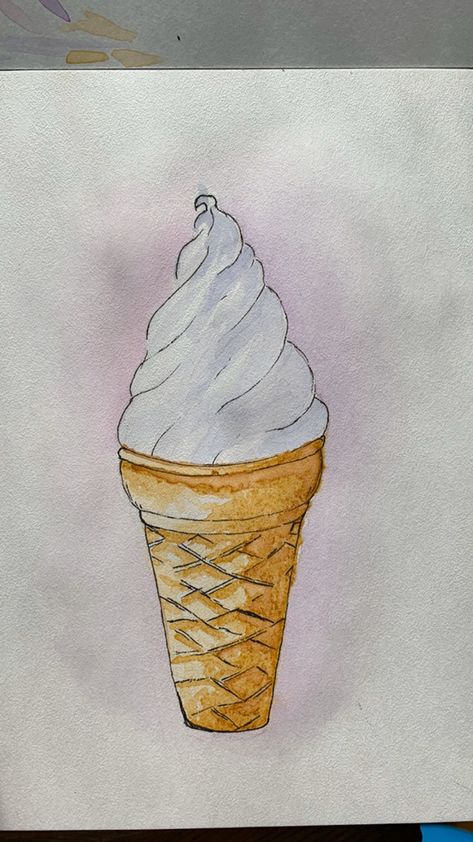 I’ve Cream Drawing, Ice Lolly Drawing, Drawings Of Ice Cream, Ice Cream Aesthetic Drawing, How To Draw Ice Cream, Ice Cream Drawings, Ice Cream Sketch, Ice Cream Drawing, Draw Ice Cream