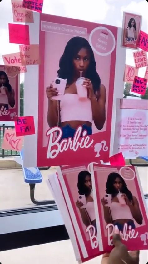 Home Coming Court Posters, Hoco Princess Campaign Ideas, Mean Girls Homecoming Campaign, Barbie Homecoming Poster, College Homecoming Campaign Ideas, Ms Senior Campaign, Student Council Campaign Posters Barbie, Hoco Representative Posters, Barbie Campaign Poster