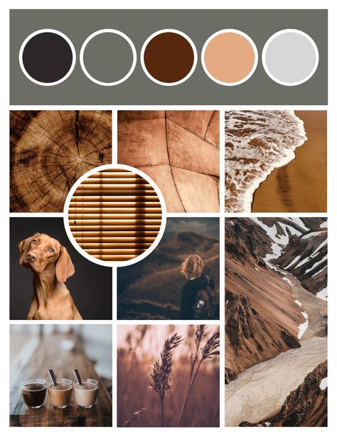 Venngage | Templates Photography Mood Board Inspiration, Nature Inspired Mood Board, Mood Tone Colour, Nature Mood Board Inspiration, Earth Mood Board, Earth Tone Mood Board, Mood Board Nature, Natural Mood Board, Cozy Mood Board