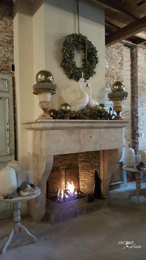 French Country Fireplace, French Fireplace Mantel, Design Camino, Country Fireplace, Pardon My French, French Fireplace, Limestone Fireplace, Farmhouse Fireplace, Contemporary Fireplace