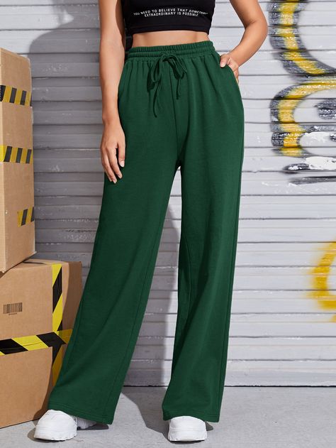 Dinner Dresses, Women Sweatpants, German Police, Drawstring Waist Pants, Green Trousers, Women Bottoms, Green Bottom, Dinner Dress, Simple Trendy Outfits