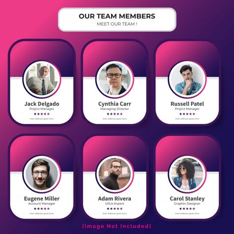 Meet our team web template | Premium Vector #Freepik #vector #business #abstract #people #technology Teams Page Design, Team Structure Design, Meet The Speakers Poster, Speaker Profile Design, Meet The Team Design Layout Creative, Meet Our Team Design Layout, Committee Members Poster, Meet Our Team Design, Team Design Layout