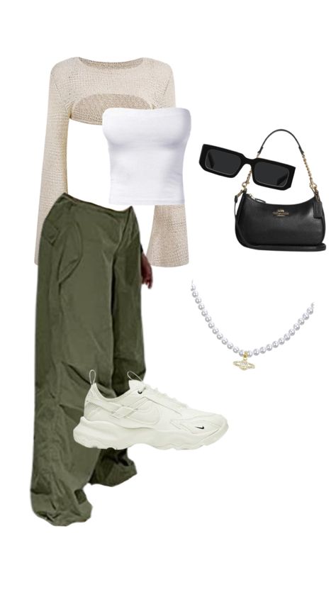 Green Parachute Pants Outfit Y2k, Green Parachute Pants Outfits, Dark Green Parachute Pants Outfit, How To Style Green Parachute Pants, Green Parachute Pants Outfit Winter, Kakis Pants Outfit, Parachute Pants Outfit Winter, Grey Parachute Pants Outfit, White Parachute Pants Outfit