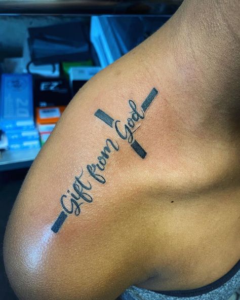 INKMILLI OFFICIAL on Instagram: “We’re all A Gift from God. ✝️ 🎁” A Gift From God Tattoo, God Gave Me You Tattoo, Tatoos About God, Women Of God Tattoos, All Glory To God Tattoo, Made By God Tattoo, God's Favorite Tattoo, Gods Child Tattoo, Gift From God Tattoo